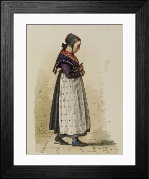 Framed Print : German Peasant Girl with Prayer Book, 1856. Creator: Wilhelm Hahn Framed Print : German Peasant Girl with Prayer Book, 1856. Creator: Wilhelm Hahn