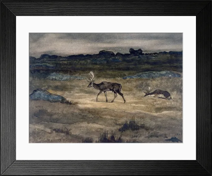 Framed Print : Two Fallow Deer, c1850s-1860s. Creator: Antoine-Louis Barye Framed Print : Two Fallow Deer, c1850s-1860s. Creator: Antoine-Louis Barye