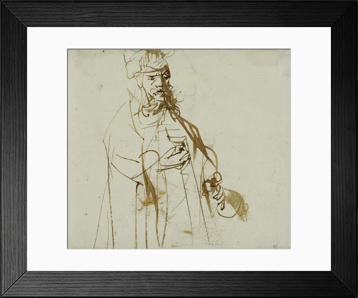 Framed Print : Standing man with bottle and glass. Creator: Ferdinand Bol Framed Print : Standing man with bottle and glass. Creator: Ferdinand Bol