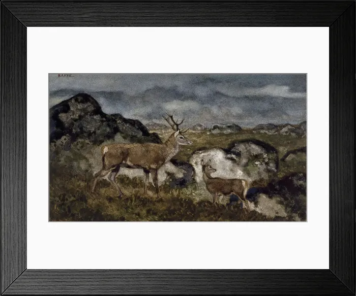 Framed Print : Stag and Doe, c1850s-1860s. Creator: Antoine-Louis Barye Framed Print : Stag and Doe, c1850s-1860s. Creator: Antoine-Louis Barye
