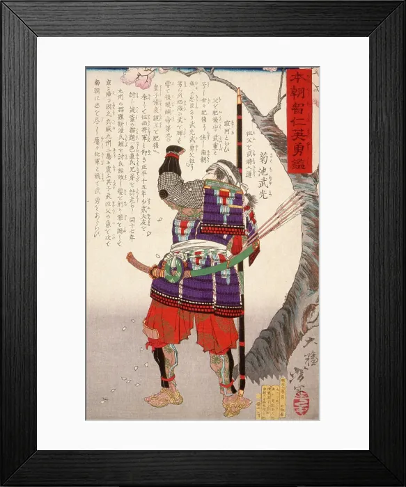 Framed Print : Kikuchi Takemitsu Standing by Cherry Tree, 1878. Creator: Tsukioka Yoshitoshi Framed Print : Kikuchi Takemitsu Standing by Cherry Tree, 1878. Creator: Tsukioka Yoshitoshi
