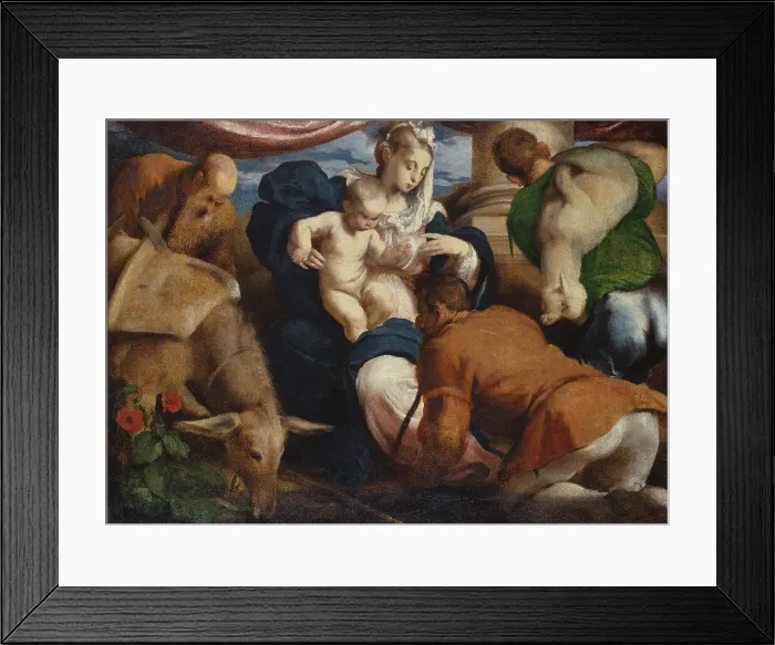 Framed Print : The Adoration of the Shepherds. Creator: Jacopo Bassano il vecchio Framed Print : The Adoration of the Shepherds. Creator: Jacopo Bassano il vecchio