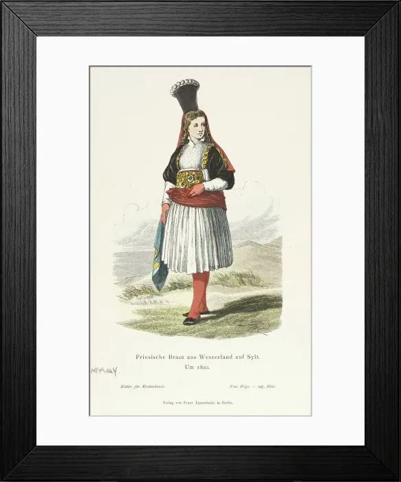 Framed Print : Costume Plate (Friesische Braut aus Westerland auf Sylt), 1800. Creator: Unknown Framed Print : Costume Plate (Friesische Braut aus Westerland auf Sylt), 1800. Creator: Unknown