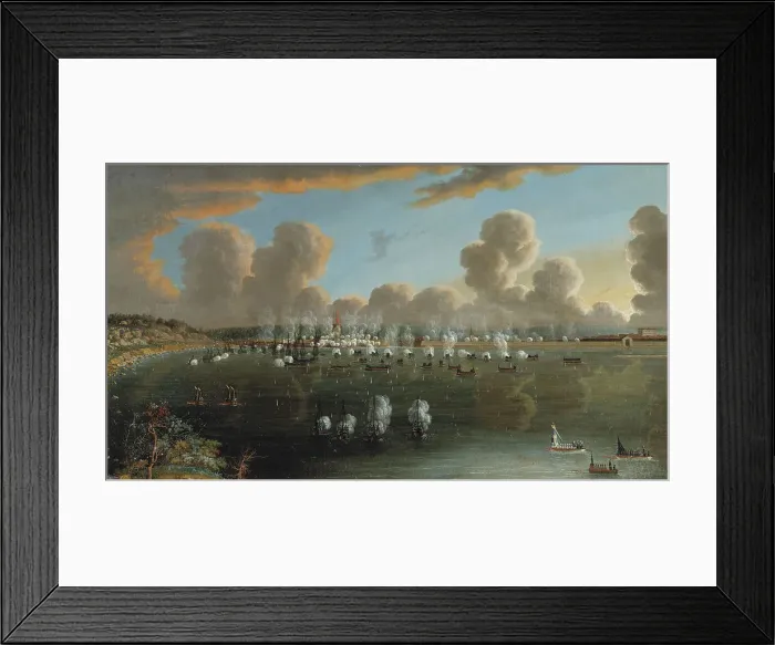Framed Print : The Battle of Fredrikshamn on 15 May 1790, 1792. Creator: Johan Tietrich Schoultz
