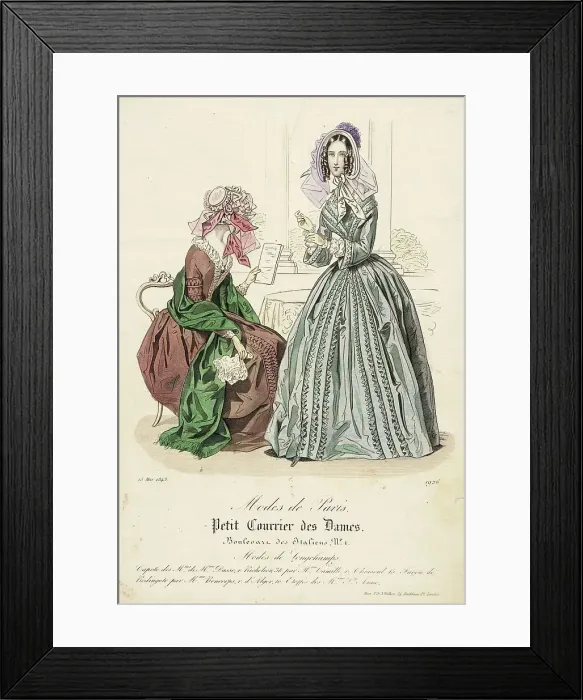 Framed Print : Fashion Plate (Modes de Paris), 1843. Creator: Unknown Framed Print : Fashion Plate (Modes de Paris), 1843. Creator: Unknown