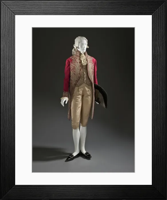 Framed Print : Man's court ensemble of red wool coat and cloth-of-silver vest, Italy, c.1800-1810. Creator: Unknown Framed Print : Man's court ensemble of red wool coat and cloth-of-silver vest, Italy, c.1800-1810. Creator: Unknown