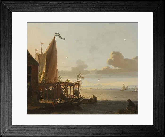 Framed Print : Small Harbour near a Tavern, mid-17th-early 18th century. Creator: Ludolf Bakhuizen Framed Print : Small Harbour near a Tavern, mid-17th-early 18th century. Creator: Ludolf Bakhuizen