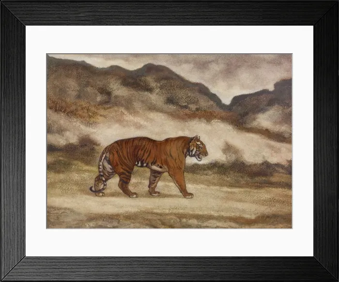 Framed Print : Tiger Walking, 1850s. Creator: Antoine-Louis Barye Framed Print : Tiger Walking, 1850s. Creator: Antoine-Louis Barye