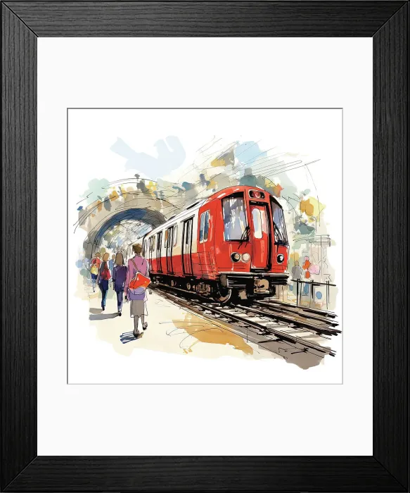 Framed Print : AI IMAGE - An illustration of a London Underground train, 2023. Creator: Heritage Images Framed Print : AI IMAGE - An illustration of a London Underground train, 2023. Creator: Heritage Images