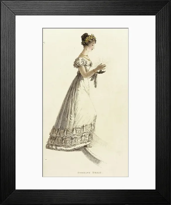 Framed Print : Fashion Plate (Evening Dress), 1823. Creator: Unknown Framed Print : Fashion Plate (Evening Dress), 1823. Creator: Unknown