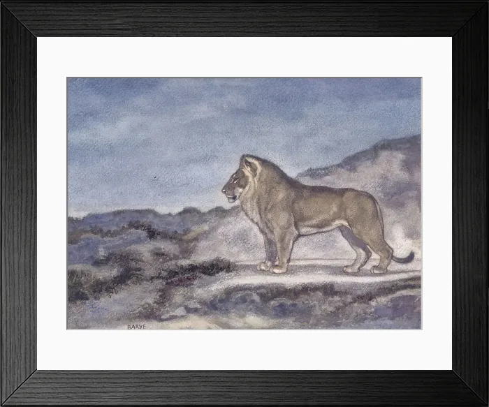 Framed Print : Standing Lion, c1850s-1860s. Creator: Antoine-Louis Barye Framed Print : Standing Lion, c1850s-1860s. Creator: Antoine-Louis Barye