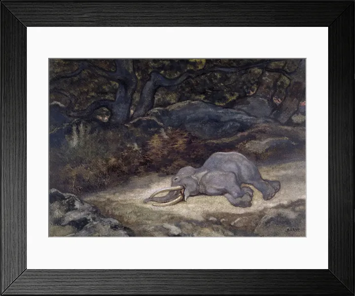 Framed Print : Elephant Asleep, c1850s-1860s. Creator: Antoine-Louis Barye Framed Print : Elephant Asleep, c1850s-1860s. Creator: Antoine-Louis Barye
