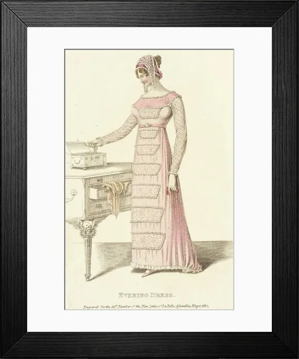 Framed Print : Fashion Plate (Evening Dress), 1812. Creator: Unknown Framed Print : Fashion Plate (Evening Dress), 1812. Creator: Unknown