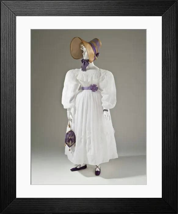 Framed Print : Woman's dress, Europe, white cotton plain weave (muslin) with cutwork and cotton embroidery, c.1830. Creator: Unknown Framed Print : Woman's dress, Europe, white cotton plain weave (muslin) with cutwork and cotton embroidery, c.1830. Creator: Unknown