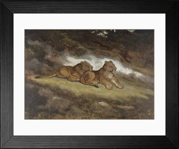Framed Print : Two Lion Cubs, c1850-1869. Creator: Antoine-Louis Barye Framed Print : Two Lion Cubs, c1850-1869. Creator: Antoine-Louis Barye