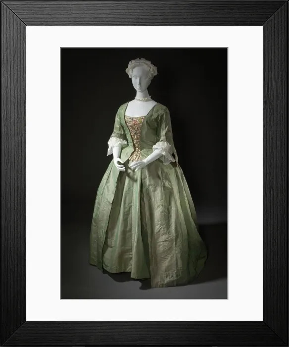 Framed Print : Robe à la française (gown and petticoat), Europe, c.1725. Stomacher: c.1735. Creator: Unknown Framed Print : Robe à la française (gown and petticoat), Europe, c.1725. Stomacher: c.1735. Creator: Unknown