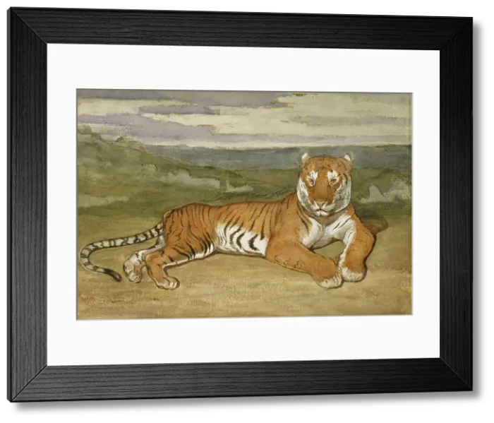 Framed Print : Tiger at Rest, c1830s-1840s. Creator: Antoine-Louis Barye Framed Print : Tiger at Rest, c1830s-1840s. Creator: Antoine-Louis Barye