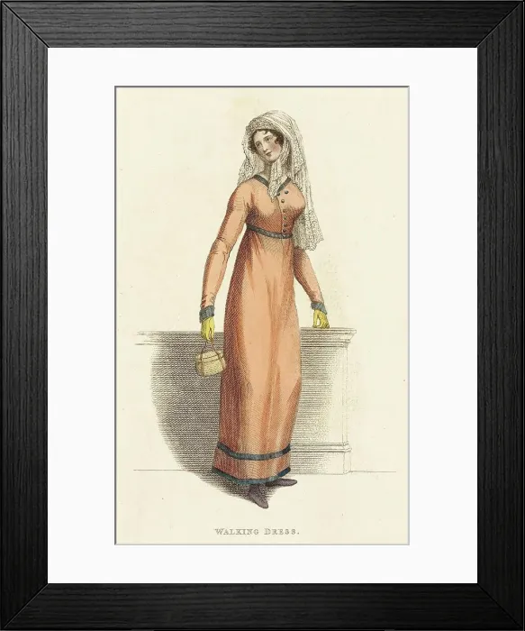 Framed Print : Fashion Plate (Walking Dress), 1812. Creator: Unknown Framed Print : Fashion Plate (Walking Dress), 1812. Creator: Unknown