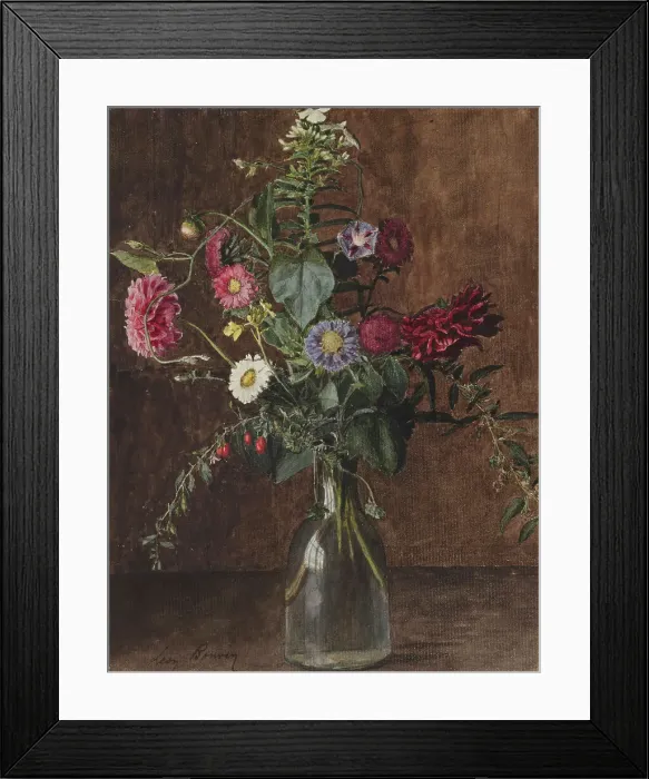 Framed Print : Bouquet of Flowers with Dahlias, c1862. Creator: Leon Bonvin Framed Print : Bouquet of Flowers with Dahlias, c1862. Creator: Leon Bonvin