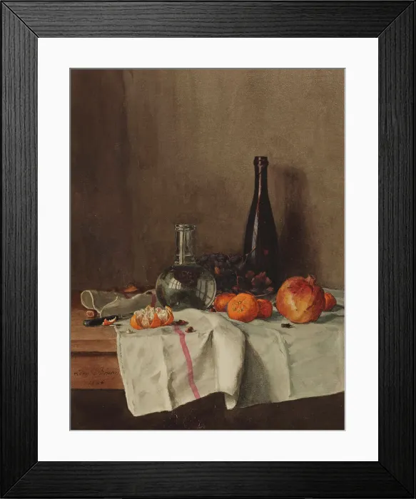 Framed Print : Still Life with Pomegranate, 1864. Creator: Leon Bonvin Framed Print : Still Life with Pomegranate, 1864. Creator: Leon Bonvin