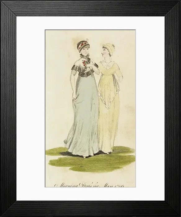 Framed Print : Fashion Plate (Morning Dress for May 1799), 1799. Creator: Unknown Framed Print : Fashion Plate (Morning Dress for May 1799), 1799. Creator: Unknown