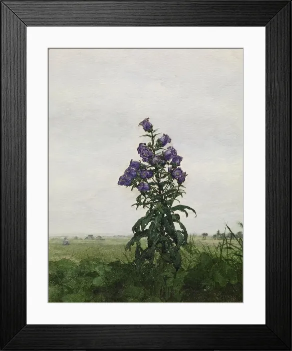 Framed Print : Campanula in front of a Landscape, 1863. Creator: Leon Bonvin Framed Print : Campanula in front of a Landscape, 1863. Creator: Leon Bonvin