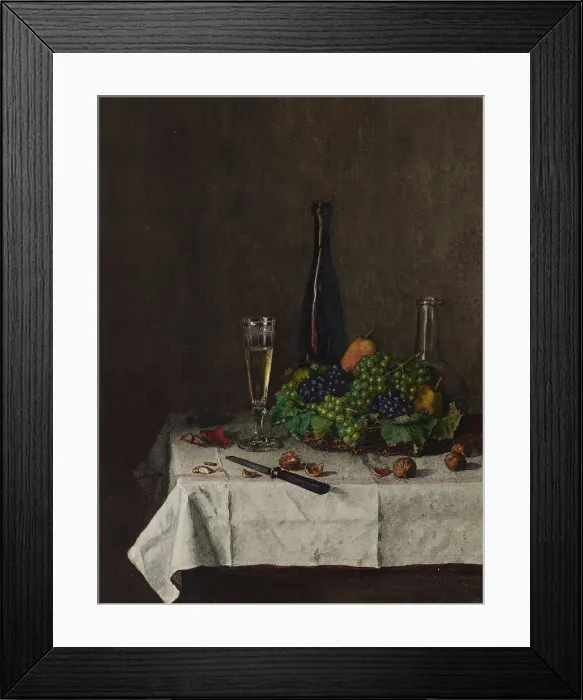Framed Print : Still Life with Basket of Grapes, 1863. Creator: Leon Bonvin Framed Print : Still Life with Basket of Grapes, 1863. Creator: Leon Bonvin