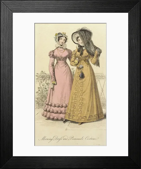 Framed Print : Fashion Plate (Morning Dress and Promenade Costume), 1822. Creator: John Bell Framed Print : Fashion Plate (Morning Dress and Promenade Costume), 1822. Creator: John Bell