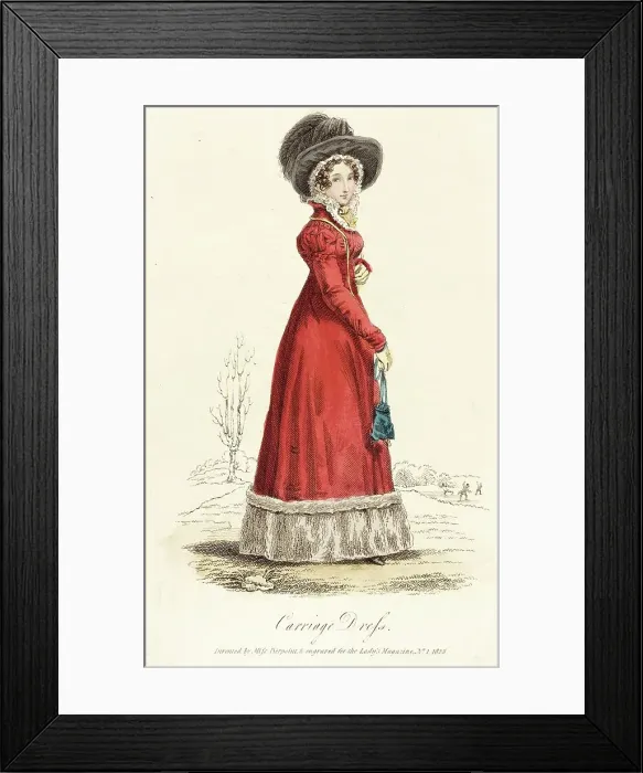 Framed Print : Fashion Plate (Carriage Dress), 1825. Creator: Unknown Framed Print : Fashion Plate (Carriage Dress), 1825. Creator: Unknown