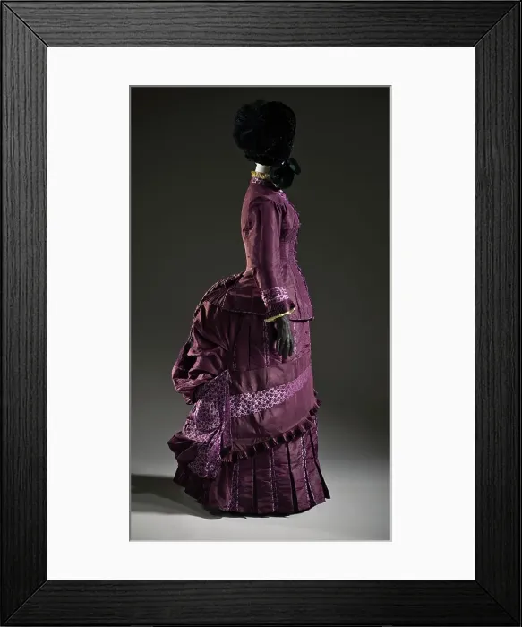 Framed Print : Woman's 2-piece silk bustle dress, France, c.1885. Creator: Unknown Framed Print : Woman's 2-piece silk bustle dress, France, c.1885. Creator: Unknown