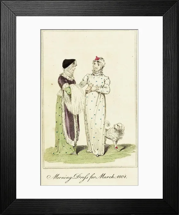 Framed Print : Fashion Plate (Morning Dress for March, 1801), 1801. Creator: Unknown Framed Print : Fashion Plate (Morning Dress for March, 1801), 1801. Creator: Unknown