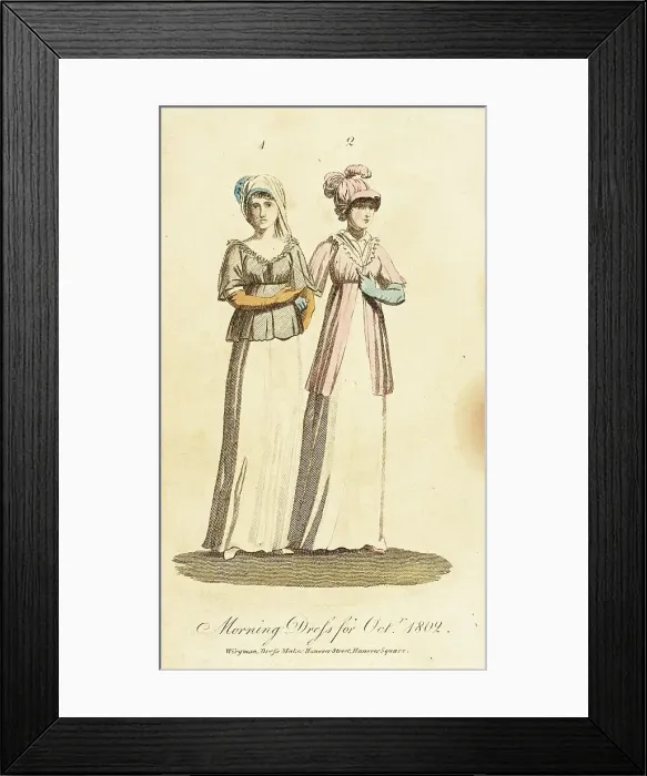 Framed Print : Fashion Plate (Morning Dress for Octr, 1802), 1802. Creator: Unknown Framed Print : Fashion Plate (Morning Dress for Octr, 1802), 1802. Creator: Unknown