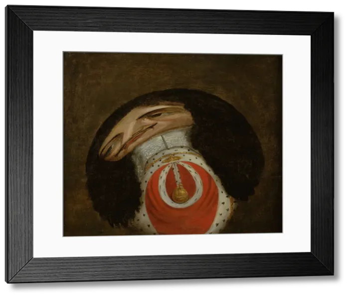 Framed Print : Charles II of England (1630-85) Anamorphosis with loose cylindrical mirror. Creator: Anon Framed Print : Charles II of England (1630-85) Anamorphosis with loose cylindrical mirror. Creator: Anon
