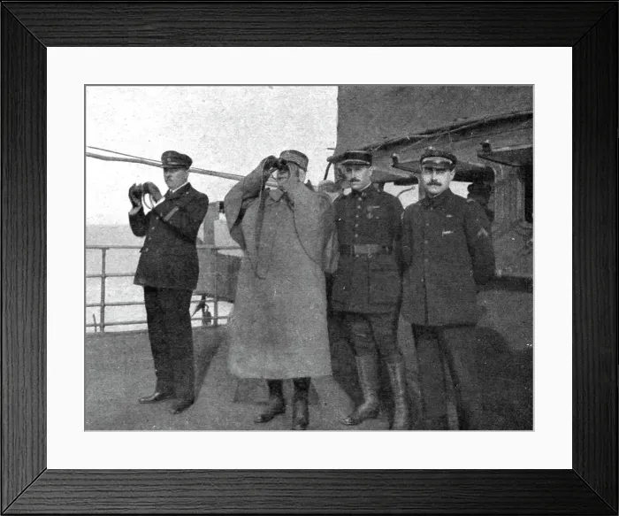 Framed Print : La Mission Joffre-Viviani en Amerique; L'arrivee a Hampton-Roads, le 24 avril: le marechal... 1917 Creator: Unknown