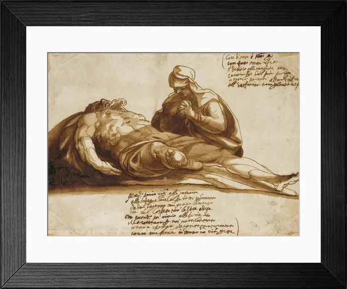 Framed Print : A Woman Praying over the Dead Body of Christ, 17th century. Creator: Unknown Framed Print : A Woman Praying over the Dead Body of Christ, 17th century. Creator: Unknown