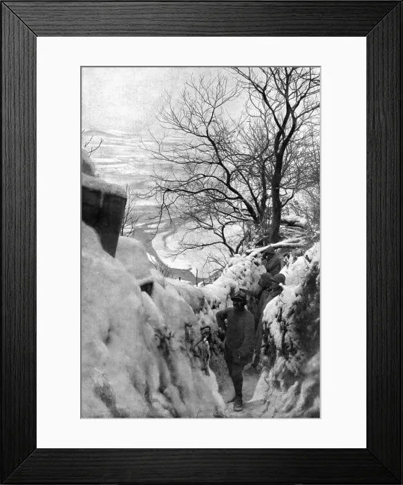 Framed Print : In Snow on the Italian Front; December: the Piave valley, seen from a French trench.. 1917. Creator: Unknown Framed Print : In Snow on the Italian Front; December: the Piave valley, seen from a French trench.. 1917. Creator: Unknown