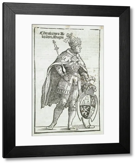 Framed Print : Full Length Figure of Alexander the Great (recto), 16th century. Creator: Unknown Framed Print : Full Length Figure of Alexander the Great (recto), 16th century. Creator: Unknown