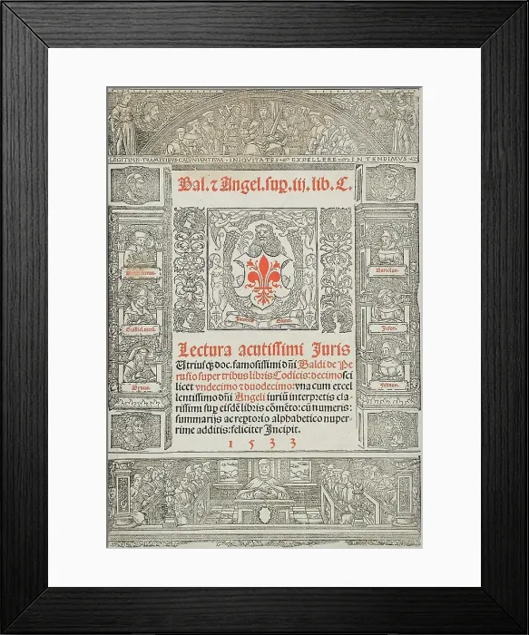 Framed Print : Frontispiece to a Book about the Law, 1533. Creator: Unknown