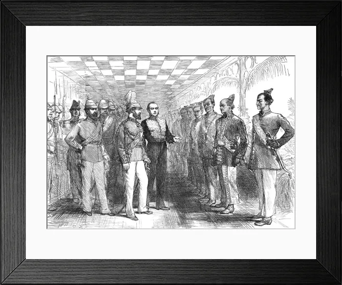 Framed Print : Landing of the Prince of Wales at Colombo: the Governor introducing Cinghalese... 1876. Creator: Unknown Framed Print : Landing of the Prince of Wales at Colombo: the Governor introducing Cinghalese... 1876. Creator: Unknown