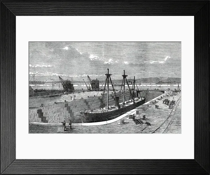 Framed Print : New Docks and Basin, Portsmouth, 1876. Creator: Unknown