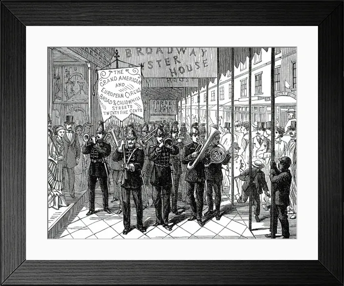 Framed Print : Mode of Advertising in Philadelphia, 1876. Creator: Unknown