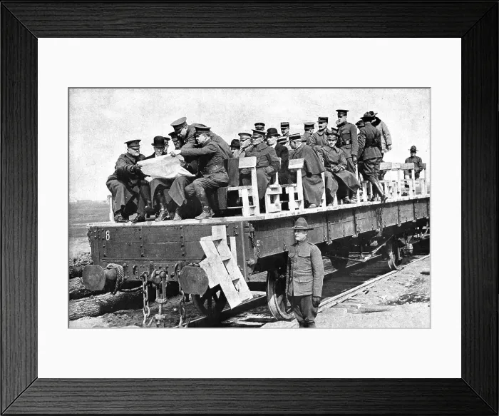 Framed Print : M. Baker en France; En inspection sur une voie ferree, M. Newton D. Baker, le general... 1917. Creator: Unknown Framed Print : M. Baker en France; En inspection sur une voie ferree, M. Newton D. Baker, le general... 1917. Creator: Unknown