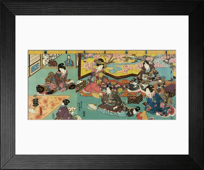 Framed Print : Fashionable Man Entertained in a House of Pleasure, circa 1847-1852. Creator: Utagawa Kunisada