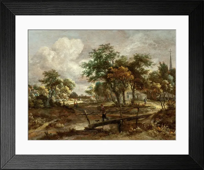 Framed Print : Landscape with a Footbridge, between c1664 and c1665. Creator: Meindert Hobbema Framed Print : Landscape with a Footbridge, between c1664 and c1665. Creator: Meindert Hobbema
