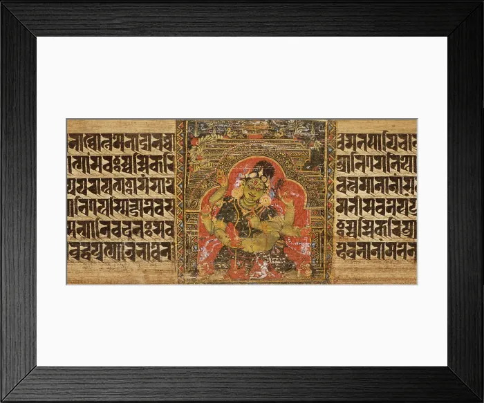 Framed Print : A Goddess, and the Goddess Mahapratisara, Two Folios from a Pancharaksha... between 1160 and 1161. Creator: Unknown Framed Print : A Goddess, and the Goddess Mahapratisara, Two Folios from a Pancharaksha... between 1160 and 1161. Creator: Unknown