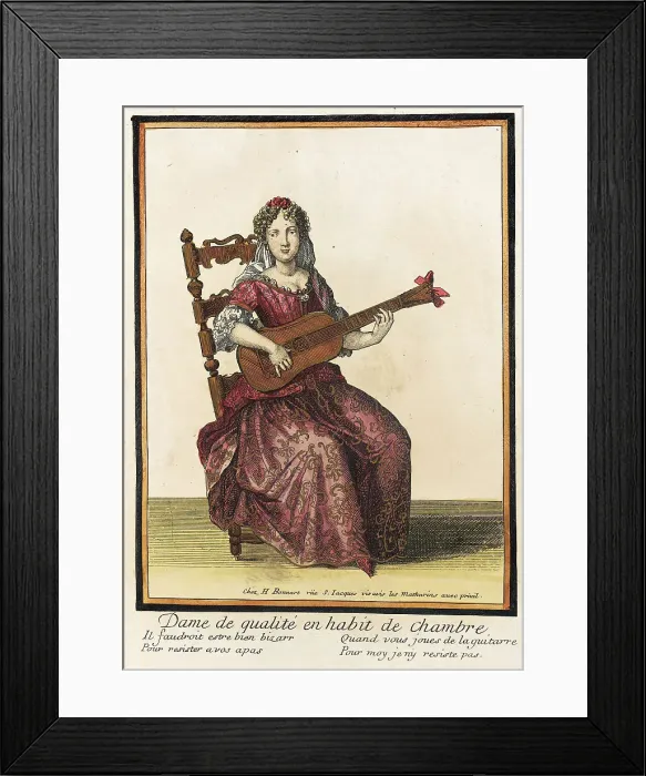 Framed Print : Recueil des modes de la cour de France, Dame de Qualité en Habit de Chambre, Bound 1703-1704;. Creator: Henri Bonnart Framed Print : Recueil des modes de la cour de France, Dame de Qualité en Habit de Chambre, Bound 1703-1704;. Creator: Henri Bonnart