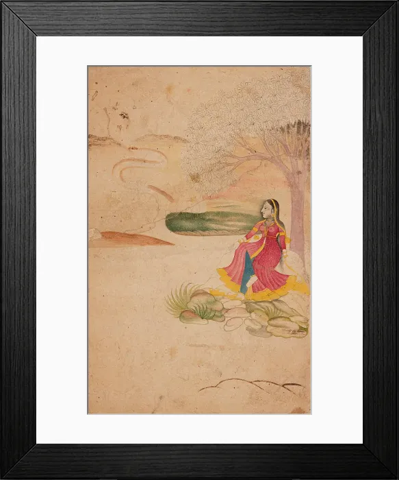 Framed Print : A Woman Under a Tree, Late 18th century. Creator: Unknown Framed Print : A Woman Under a Tree, Late 18th century. Creator: Unknown