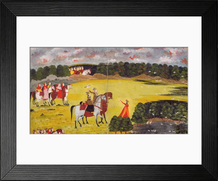 Framed Print : A Prince with a Hawk and Ladies Hunting, between 1750 and 1775. Creator: Unknown Framed Print : A Prince with a Hawk and Ladies Hunting, between 1750 and 1775. Creator: Unknown