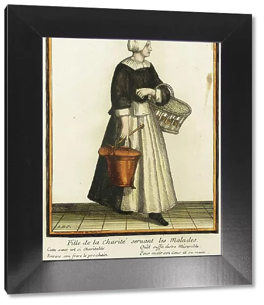 Recueil des modes de la cour de France, Fille de la Charité Seruant les Malades, Bound 1703-1704. Creator: Henri Bonnart