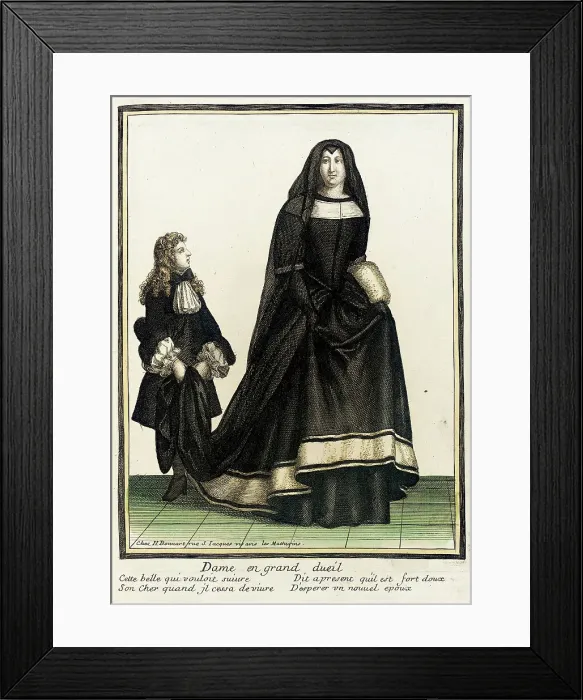 Framed Print : Recueil des modes de la cour de France, Dame en Grand Dueil, Bound 1703-1704. Creator: Henri Bonnart Framed Print : Recueil des modes de la cour de France, Dame en Grand Dueil, Bound 1703-1704. Creator: Henri Bonnart